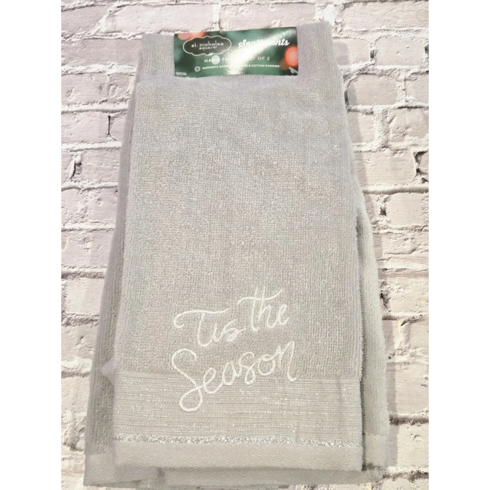 St Nicholas Square Essentials,2 Set Hand Towels, Tis The Season, NWT